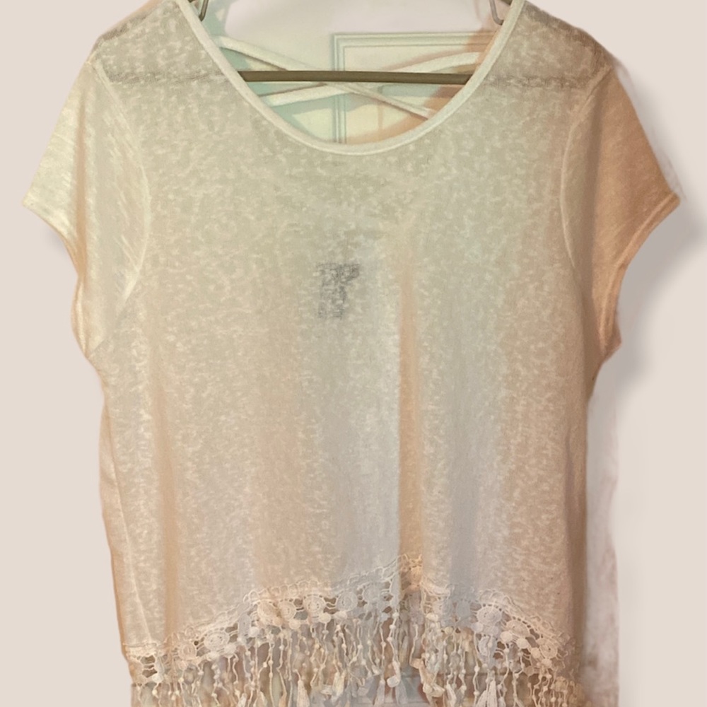 Rue 21 Blouse White With Fringe XL